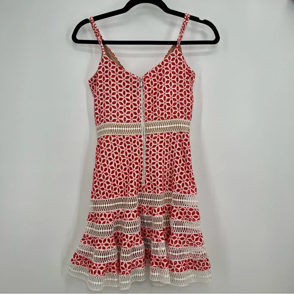 Bardot Shock Camille Mini Dress Floral Lace Embroidered Peek-A-Boo V-Neck 4 - Picture 7 of 10